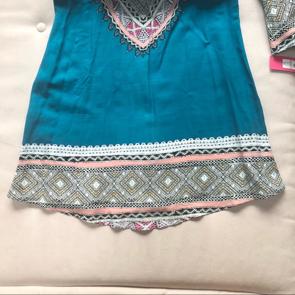 Xhiliration Teal Mosiac Boho Dress - Picture 5 of 15
